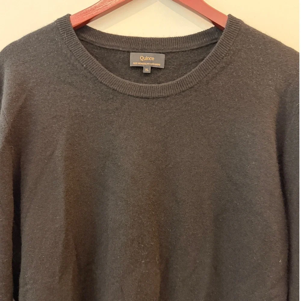 Quince Mongolian Cashmere Crewneck Sweater Breathable Date Travel Black XL NWOT